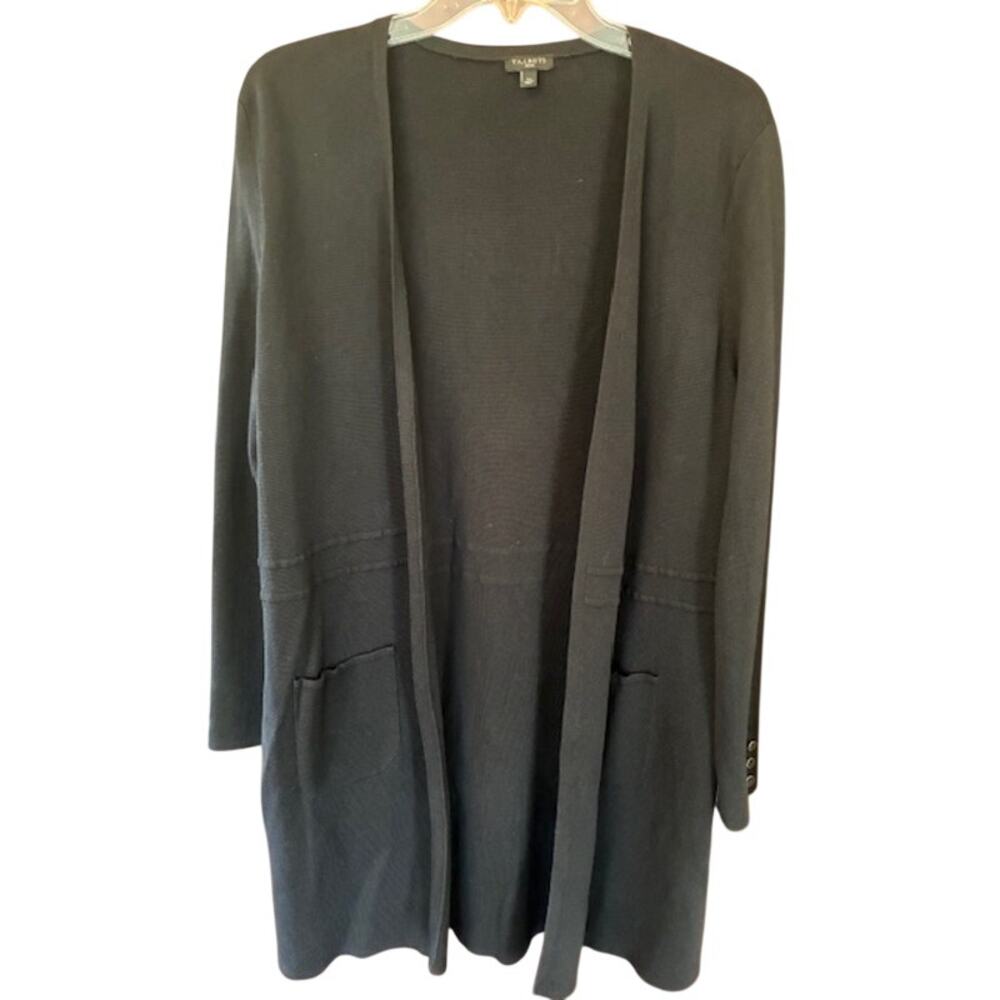 TalbotsBlack Long Cardigan Duster Large Petite Cotton Modal